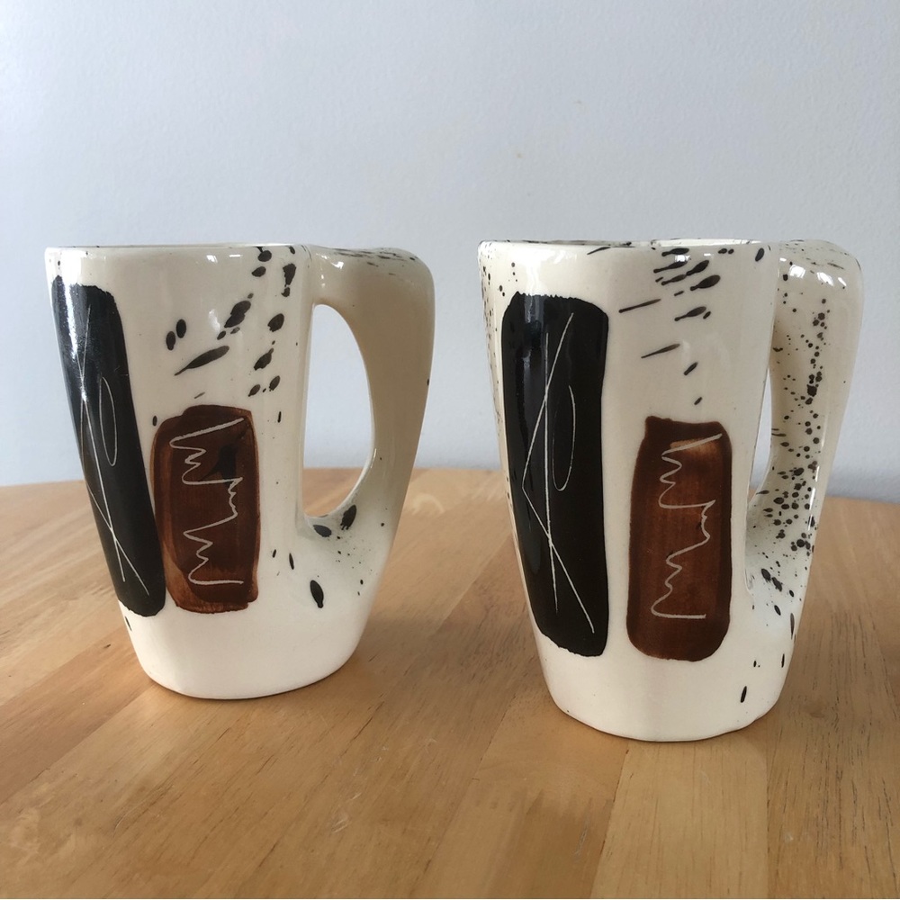 Vintage Pair Hand painted Laurentian Pottery Mugs